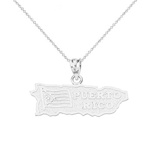 【並行輸入品】プエルトリコUS状態マップチャームペンダントネックレススターリングシルバー Puerto Rico US State Map Ch