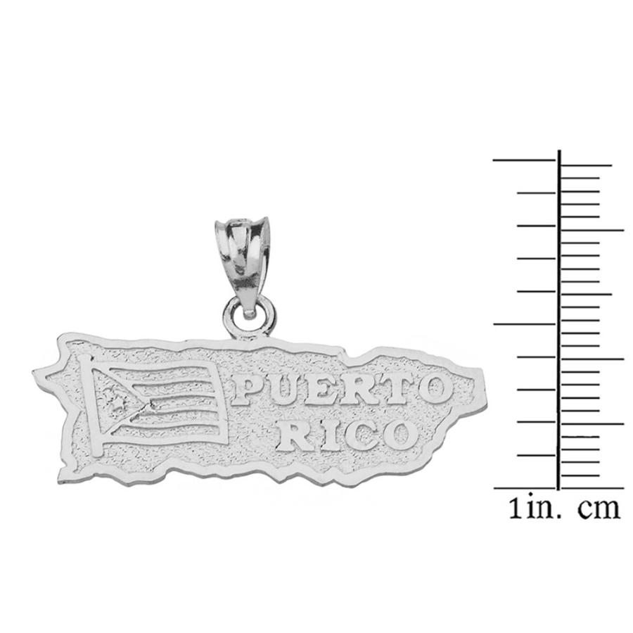 【並行輸入品】プエルトリコUS状態マップチャームペンダントネックレススターリングシルバー Puerto Rico US State Map Ch