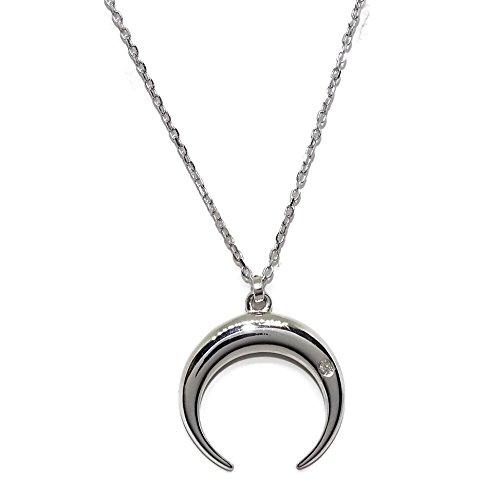 【並行輸入品】18K White Gold Crescent Moon Pendant Necklace Women Teens | Diamの画像