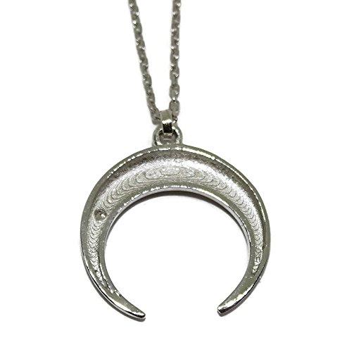 【並行輸入品】18K White Gold Crescent Moon Pendant Necklace Women Teens | Diamの画像