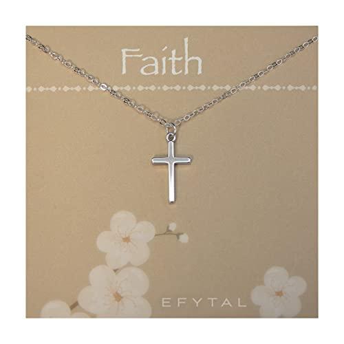 【並行輸入品】EFYTAL 小さな十字架ネックレス レディース ガールズ 10代の女の子への堅信礼のギフト 女の子への最初の聖体拝の洗礼のギフト_1