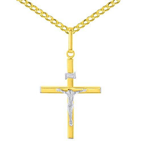 【並行輸入品】Jewelry America 14K ツートーン ゴールド スレンダー INRI 十字架 イエス 十字架 チャーム ペンダントの画像