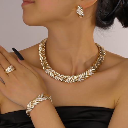 並行輸入品】Liffly ファッションクリスタルジュエリーセット 18K