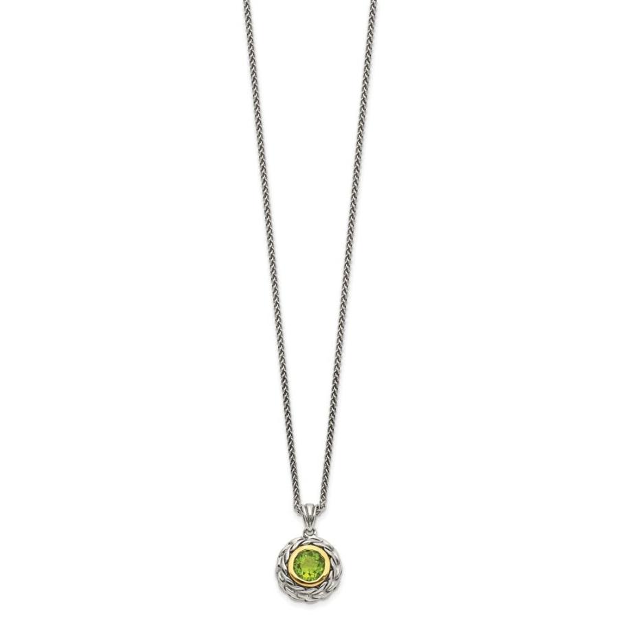【並行輸入品】Diamond2Deal スターリングシルバー 14Kゴールド ペリドットチェーンネックレス 18インチ レディース, ペリドットの画像