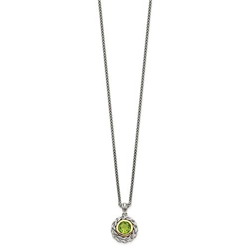 【並行輸入品】Diamond2Deal スターリングシルバー 14Kゴールド ペリドットチェーンネックレス 18インチ レディース, ペリドットの画像