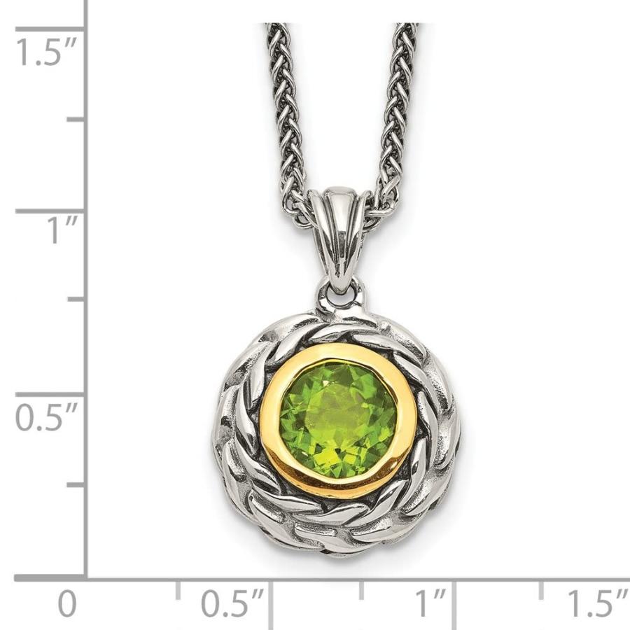 【並行輸入品】Diamond2Deal スターリングシルバー 14Kゴールド ペリドットチェーンネックレス 18インチ レディース, ペリドットの画像