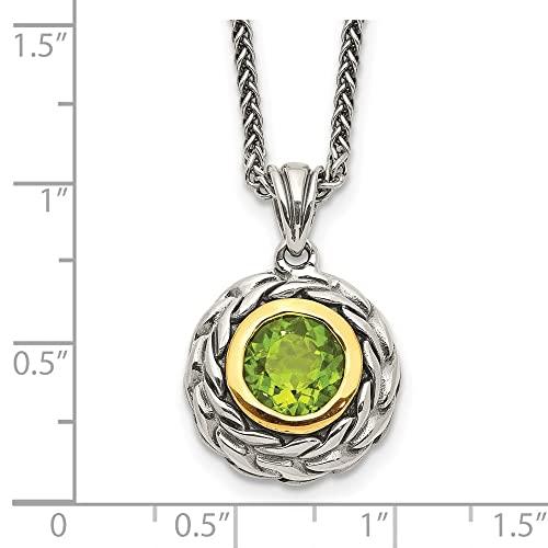 【並行輸入品】Diamond2Deal スターリングシルバー 14Kゴールド ペリドットチェーンネックレス 18インチ レディース, ペリドットの画像
