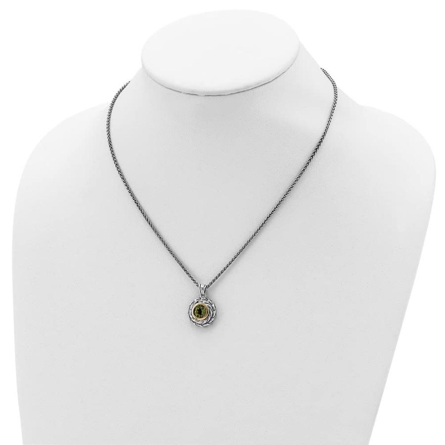 【並行輸入品】Diamond2Deal スターリングシルバー 14Kゴールド ペリドットチェーンネックレス 18インチ レディース, ペリドットの画像