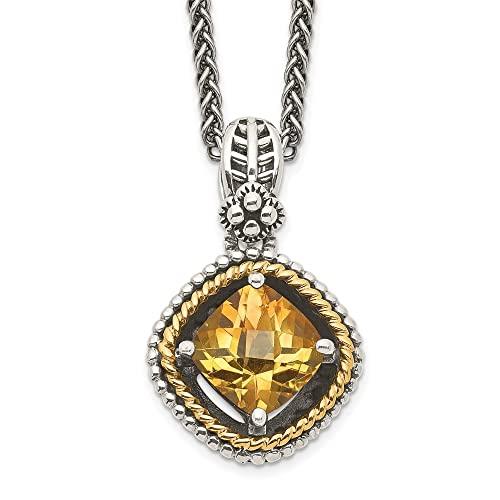 【並行輸入品】Diamond2Deal Sterling Silver and 14k Gold Citrine Necklace Fineの画像