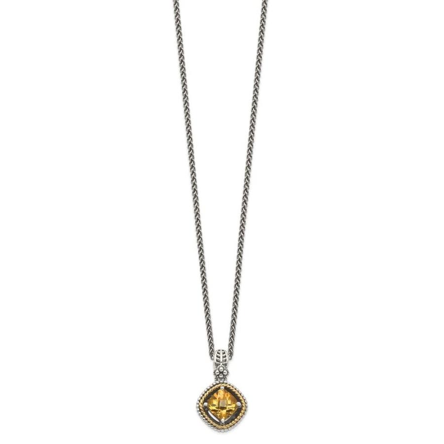 【並行輸入品】Diamond2Deal Sterling Silver and 14k Gold Citrine Necklace Fineの画像