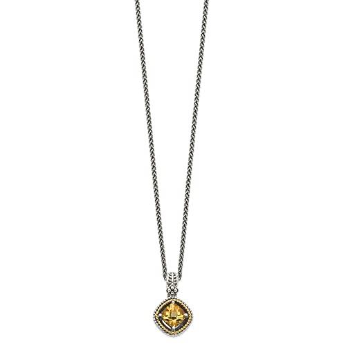 【並行輸入品】Diamond2Deal Sterling Silver and 14k Gold Citrine Necklace Fineの画像
