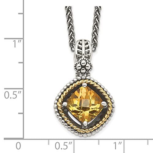 【並行輸入品】Diamond2Deal Sterling Silver and 14k Gold Citrine Necklace Fineの画像