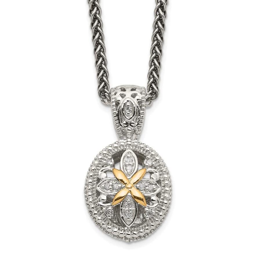 【並行輸入品】スターリングシルバーと14?Kゴールドダイヤモンドチェーンネックレス18インチ Diamond2Deal Sterling Silの画像