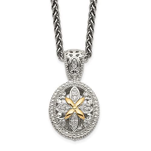 【並行輸入品】スターリングシルバーと14?Kゴールドダイヤモンドチェーンネックレス18インチ Diamond2Deal Sterling Silの画像