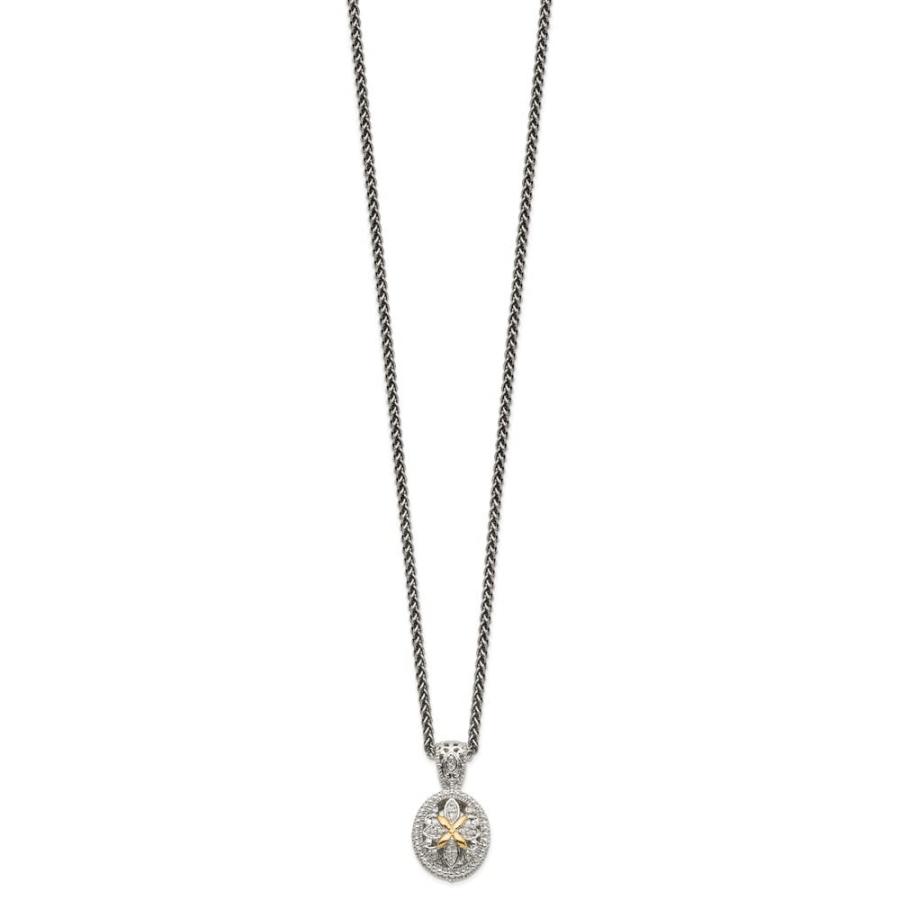 【並行輸入品】スターリングシルバーと14?Kゴールドダイヤモンドチェーンネックレス18インチ Diamond2Deal Sterling Silの画像