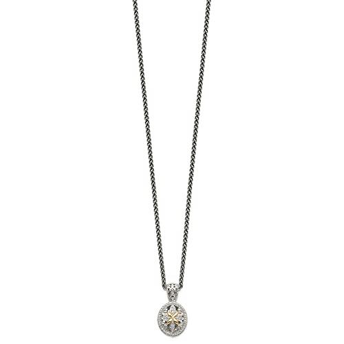 【並行輸入品】スターリングシルバーと14?Kゴールドダイヤモンドチェーンネックレス18インチ Diamond2Deal Sterling Silの画像