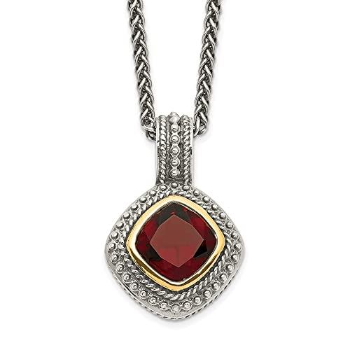 【並行輸入品】Diamond2Deal Sterling Silver and 14k Gold Garnet Necklace Fine J_1
