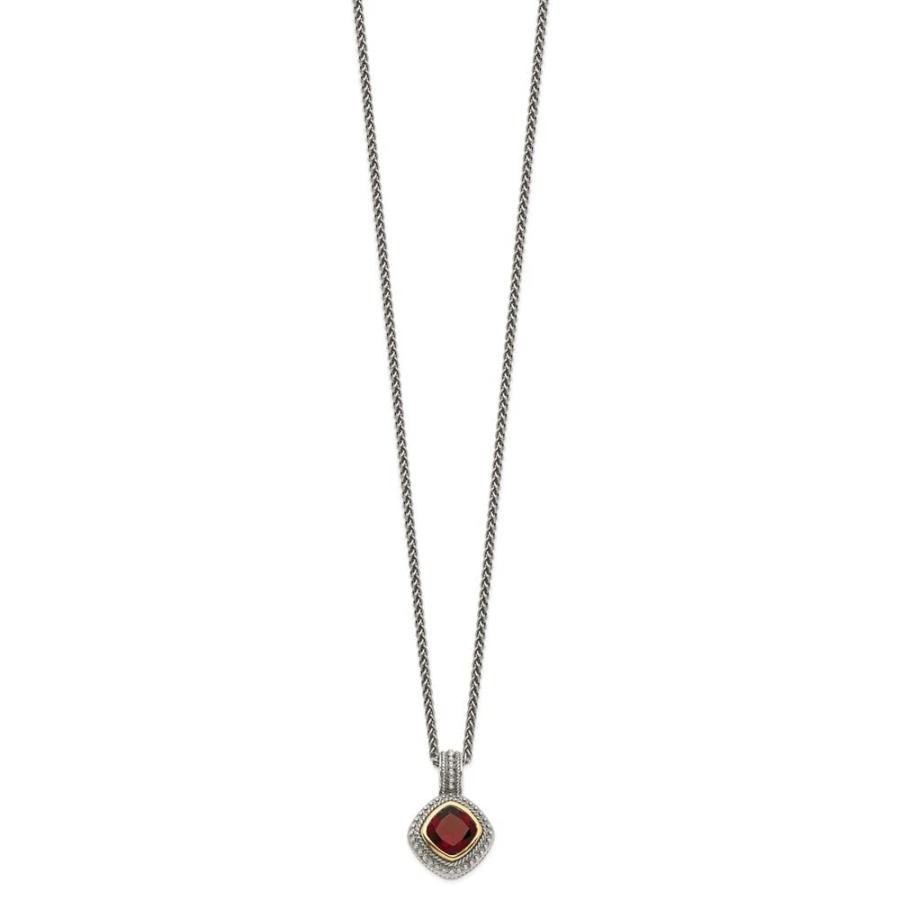 【並行輸入品】Diamond2Deal Sterling Silver and 14k Gold Garnet Necklace Fine J_6