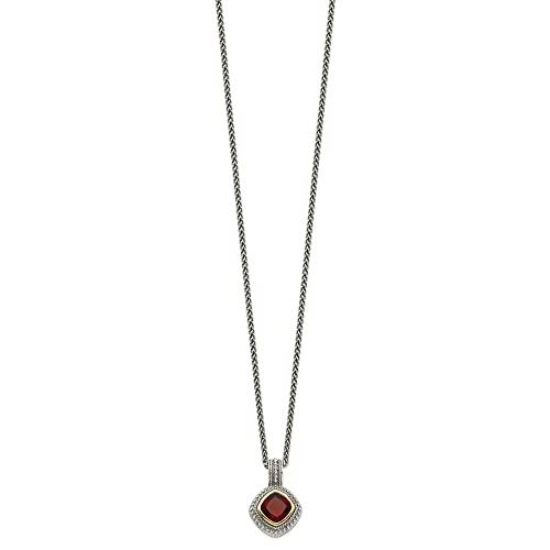 【並行輸入品】Diamond2Deal Sterling Silver and 14k Gold Garnet Necklace Fine J_7