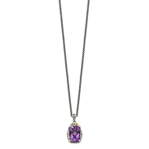 【並行輸入品】スターリングシルバーと14?Kゴールドアメジストチェーンネックレス18インチ Diamond2Deal Sterling Silvの画像