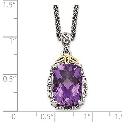 【並行輸入品】スターリングシルバーと14?Kゴールドアメジストチェーンネックレス18インチ Diamond2Deal Sterling Silvの画像