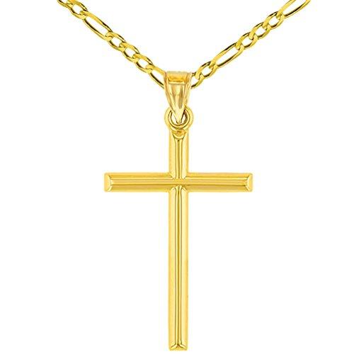 【並行輸入品】14 K黄色ゴールドクラシックラテンプレーンクロスペンダントネックレス Jewelry America 14K Yellow Goの画像