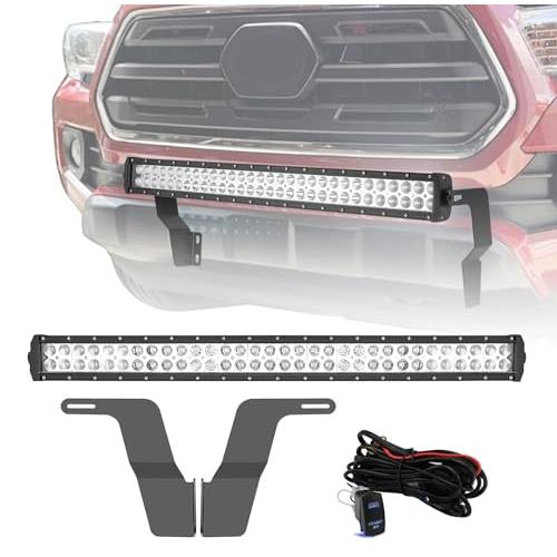 【並行輸入品】Dasen 32インチ 180W ハイパワーLEDライトバー&フロントバンパー下部グリル取り付けブラケット ロッカースイッチ配線キ_1