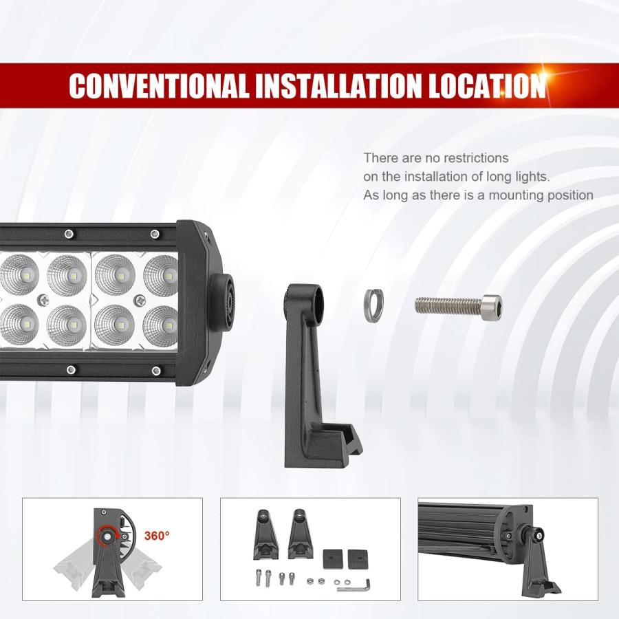 【並行輸入品】Dasen 32インチ 180W ハイパワーLEDライトバー&フロントバンパー下部グリル取り付けブラケット ロッカースイッチ配線キ_6