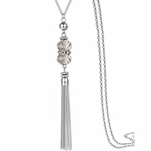 【並行輸入品】ダブルクリスタルロングタッセルセーターチェーンペンダントネックレス母ギフトジュエリー32?" Handmade Jewelry L_1