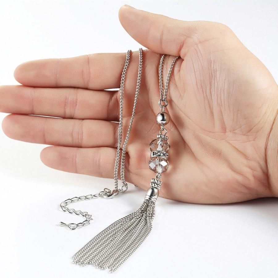 【並行輸入品】ダブルクリスタルロングタッセルセーターチェーンペンダントネックレス母ギフトジュエリー32?" Handmade Jewelry L_6