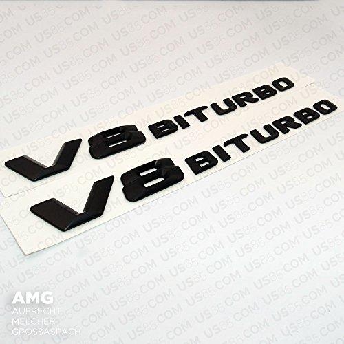 【並行輸入品】US85 メルセデスベンツ V8 BITURBO サイドフェンダー 左右粘着ネームプレート ロゴ エンブレム AMG デコレーショの画像
