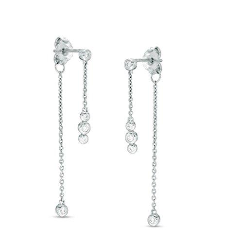 【並行輸入品】1?/10?cttwダイヤモンドチェーンドロップフロント/バックDanglingタッセルイヤリングスターリングシルバー(IJ/13の画像