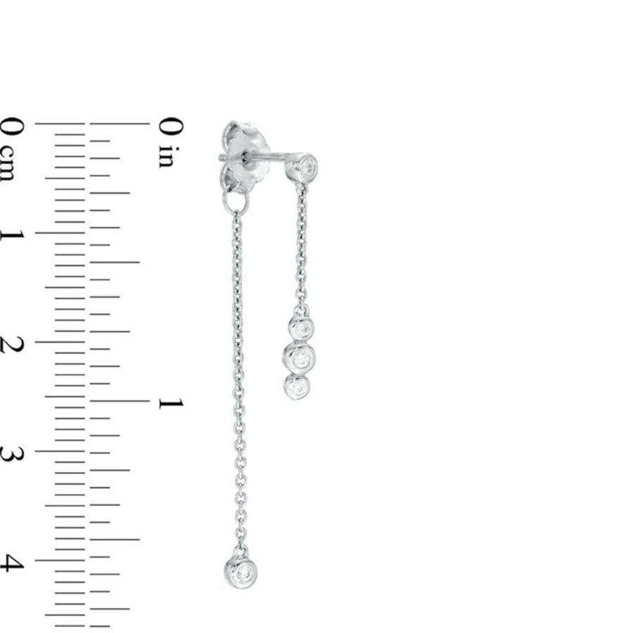 【並行輸入品】1?/10?cttwダイヤモンドチェーンドロップフロント/バックDanglingタッセルイヤリングスターリングシルバー(IJ/13の画像
