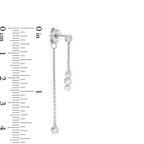 【並行輸入品】1?/10?cttwダイヤモンドチェーンドロップフロント/バックDanglingタッセルイヤリングスターリングシルバー(IJ/13の画像
