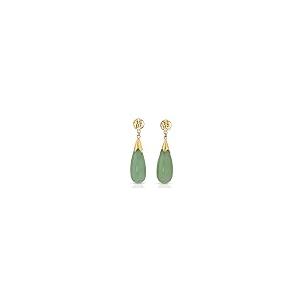 【並行輸入品】14K イエローゴールド ドロップシェイプ ジェイド イヤリング 14K Yellow Gold Tear Drop Onyx oの画像