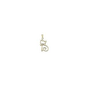 【並行輸入品】一意10 Kイエローゴールドダイヤモンドオープンワーク猫チャームペンダントネックレス Unique 10k Yellow Gold_2