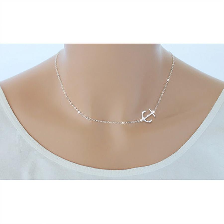 【並行輸入品】シルバーMountain s925スターリングシルバージュエリーSidewaysアンカーチョーカーネックレスの女性、15 Inch