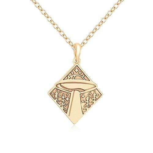 【並行輸入品】SENFAI 10 KゴールドカラーSpacecraft UFOペンダントネックレス SENFAI 10K Gold Colorの画像