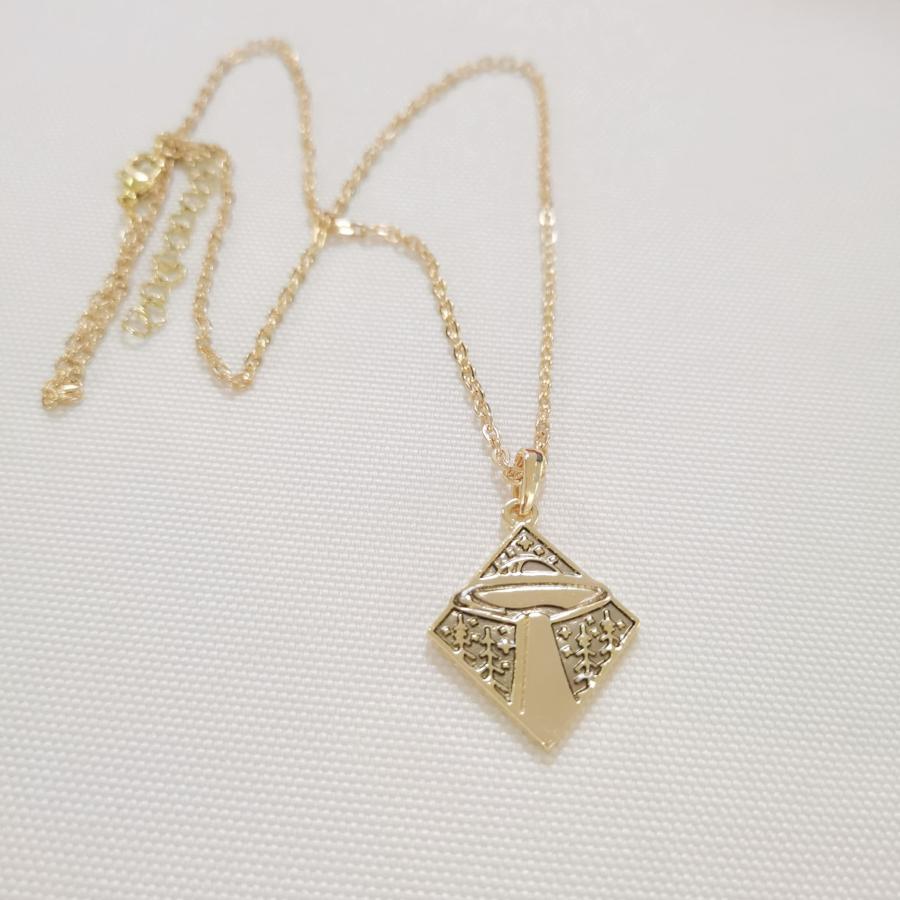【並行輸入品】SENFAI 10 KゴールドカラーSpacecraft UFOペンダントネックレス SENFAI 10K Gold Colorの画像
