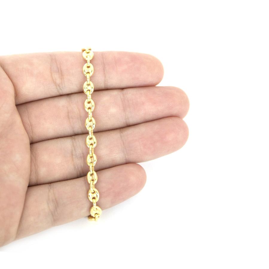 【並行輸入品】14k Yellow Gold Mariner Link Chain Mens Bracelet 4.7mm, 10" Jewelの画像