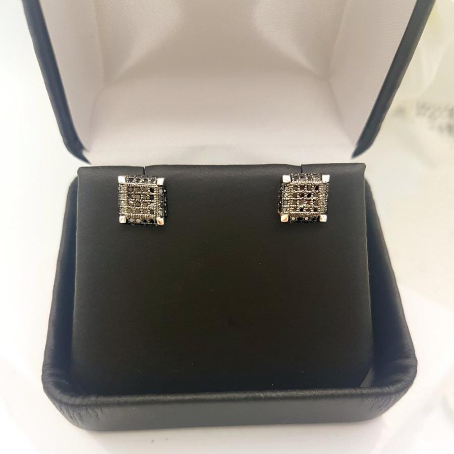 【並行輸入品】fingalo 0.50カラットCTW925スターリングシルバーブラックロジウムメッキダイヤモンドアイスキューブメンズヒップホップの画像