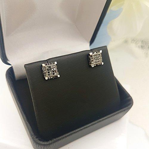 【並行輸入品】fingalo 0.50カラットCTW925スターリングシルバーブラックロジウムメッキダイヤモンドアイスキューブメンズヒップホップの画像