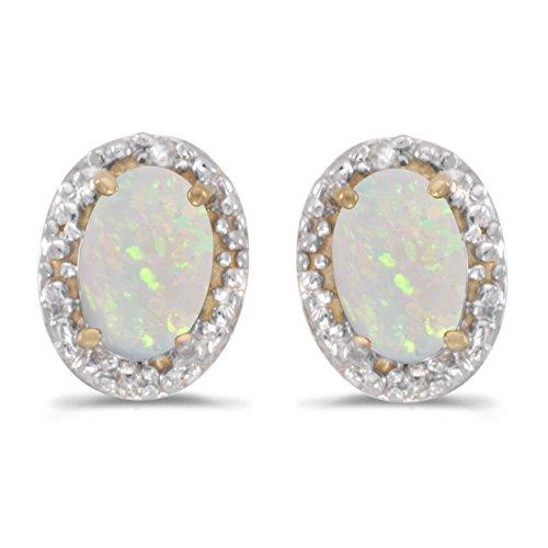 【並行輸入品】14 K黄色ゴールド楕円とダイヤモンドイヤリング Jewels By Lux 14k Yellow Gold Studs Genuの画像