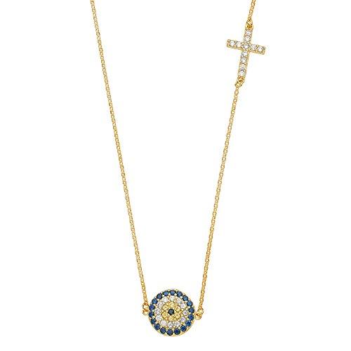 【並行輸入品】14?KイエローゴールドEvil Eye &クロスライトチェーンネックレス? ?17?+ 1?" The World Jewelr_1