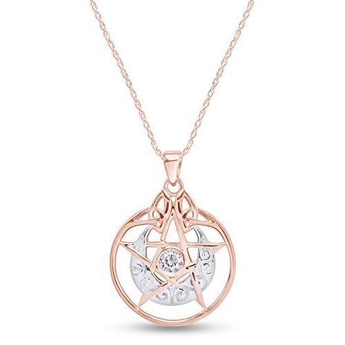 【並行輸入品】Affy Crescent Moon Pentacle Pentagramペンダントネックレス14 Kゴールドオーバースターリング_1