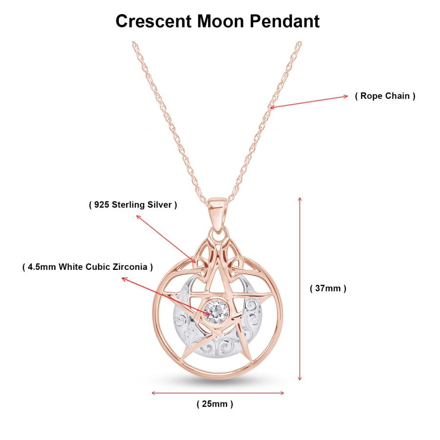 【並行輸入品】Affy Crescent Moon Pentacle Pentagramペンダントネックレス14 Kゴールドオーバースターリング_3