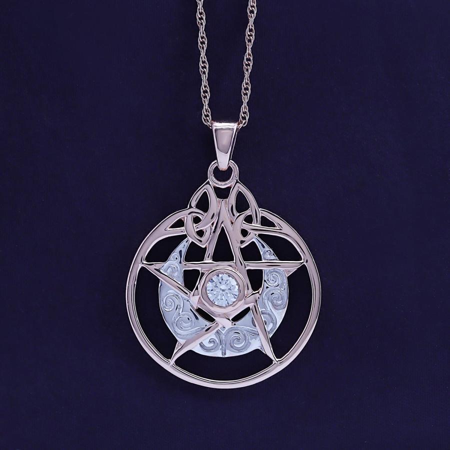 【並行輸入品】Affy Crescent Moon Pentacle Pentagramペンダントネックレス14 Kゴールドオーバースターリング_6