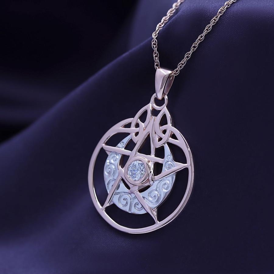【並行輸入品】Affy Crescent Moon Pentacle Pentagramペンダントネックレス14 Kゴールドオーバースターリング_9