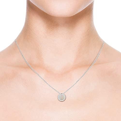 【並行輸入品】bezel setラウンドオパールソリティアペンダント(7 mmオパール) Angara Bezel Set Round Opalの画像