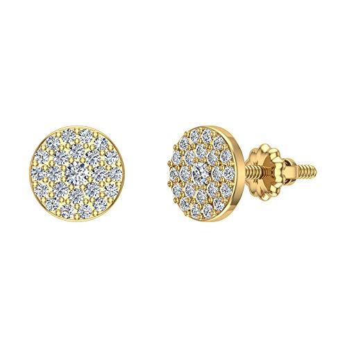 【並行輸入品】ラウンドクラスタPav〓ダイヤモンドイヤリング1 /2 Ctw 14 K Solidゴールド(I、i1 ) 14K Diamondの画像